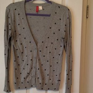 H&M button long sleeved heart print cardigan 10